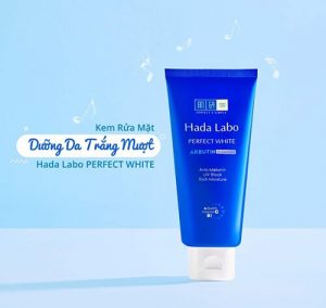 review sua rua mat hada labo perfect white arbutin cleanser mau xanh 1