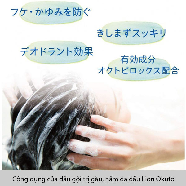 Công dụng của dầu gội trị gàu và nấm da đầu Lion Okuto Nhật Bản